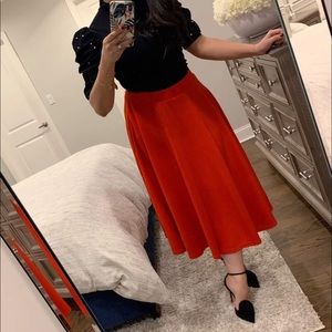 Red midi skirt with POCKETS!